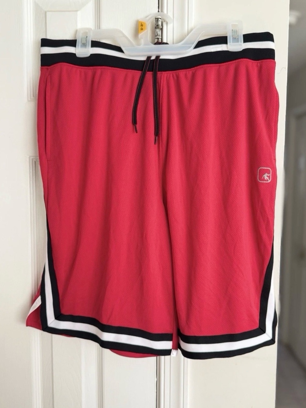 AND1 Men's L Basketball Shorts Red Black White Mesh Drawstring 11" Inseam NWT